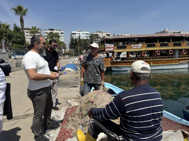 Kolay beslenmeye alışan deniz kaplumbağaları balıkçı barınağını terk etmiyor