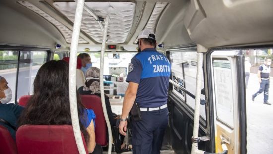 Bykehir zabtasndan toplu tamada maske denetimi