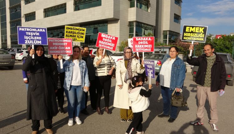 Maa�lar�n� alamayan tekstil i��ilerinden adliye �n�nde protesto