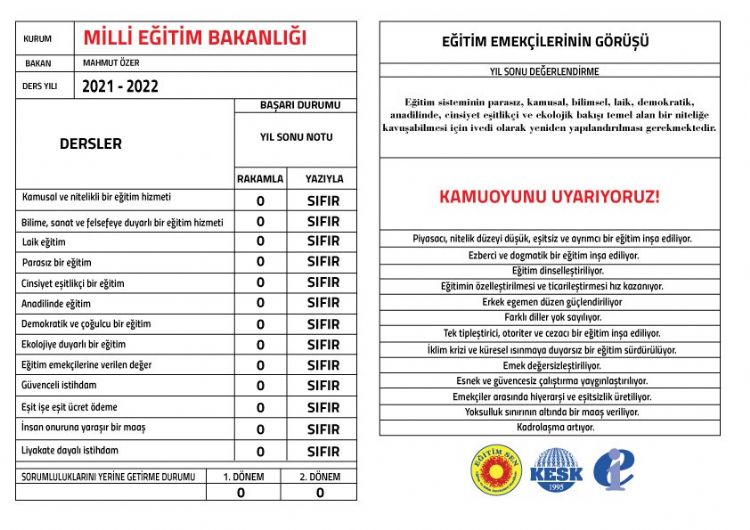 MEBin karnesi zayflarla dolu