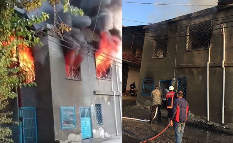 Evde bulunan yaşlı çifti işçiler kurtardı